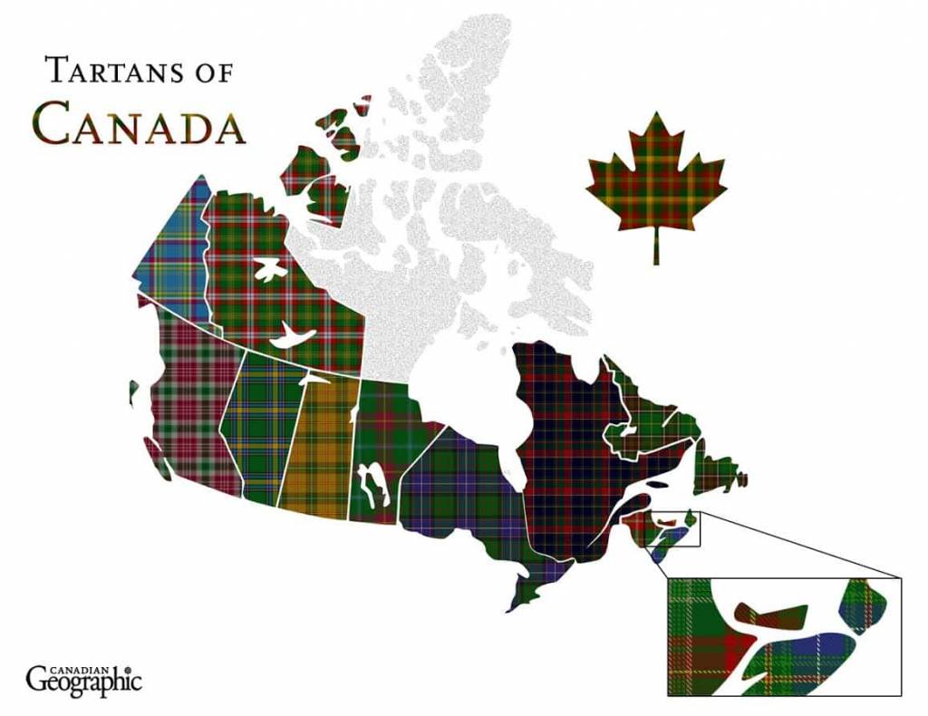Les tartans des provinces canadiennes (carte)